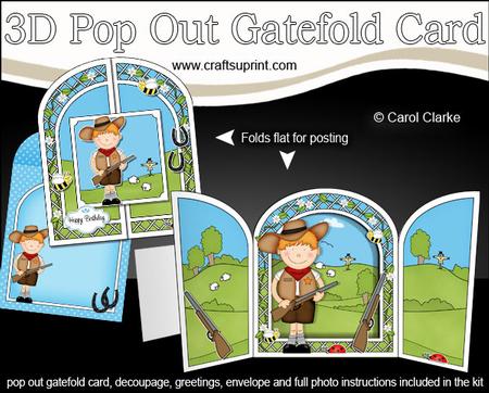 3D Boyz Zeb Cowboy Pop Out Gatefold Card Kit