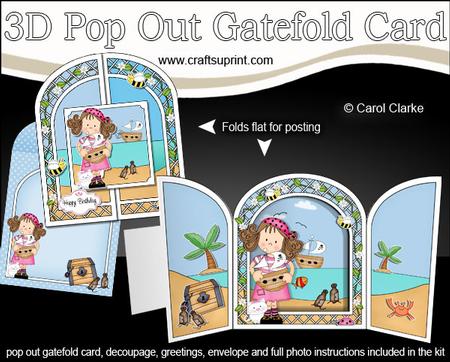 3D Girlz Pirate Zoe Pop Out Gatefold Card Kit