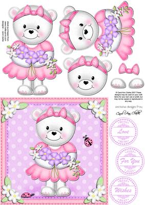 Teddy Tess's Flowers Quick Card & 3D Decoupage