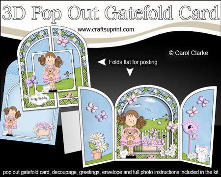 3D Girlz Zoe's Teddy Pop Out Gatefold Card Kit