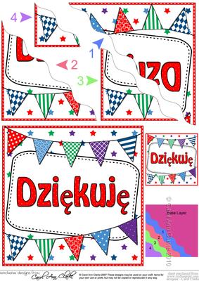 Polish Thank You Bunting Wavy Corner Stacker
