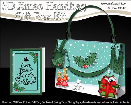 3D Little Hoot Owl Xmas Handbag Treat or Favour Box Kit