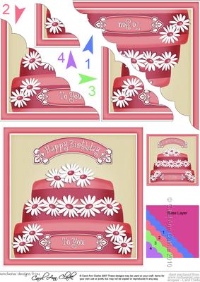 Birthday Daisy Cake Scallop Corner Side Stacker