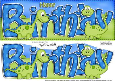 Large Dl Birthday Denis Dinosaur Card & 3D Decoupage