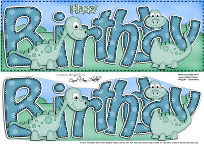 Large Dl Birthday Denis Dinosaur Card & 3D Decoupage