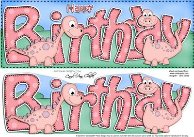 Large Dl Birthday Denise Dinosaur Card & 3D Decoupage
