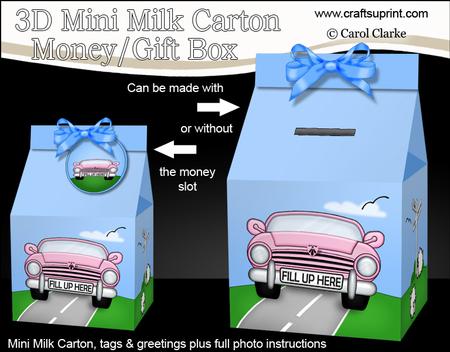 3D Sports Car Milk Carton Money or Treat Box Mini Kit