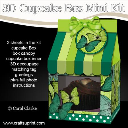 3D Butterfly Milk Carton Cupcake or Treat Box Mini Kit