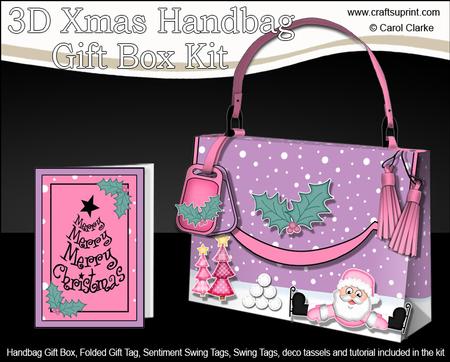 3D Xmas Santa Handbag Treat or Favour Box Kit