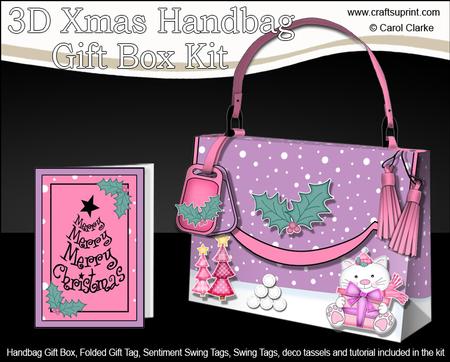 3D Xmas Cute Kitty Cat Handbag Treat or Favour Box Kit