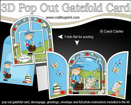3D Boyz Schoolboy Zeke Pop Out Gatefold Card Kit