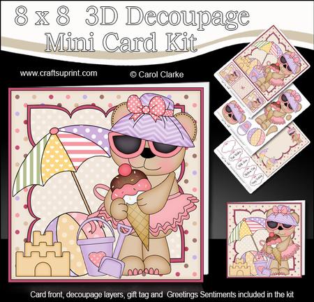 8 x 8 3D Livvy Bear's Ice Cream Mini Kit with 3D Decoupage