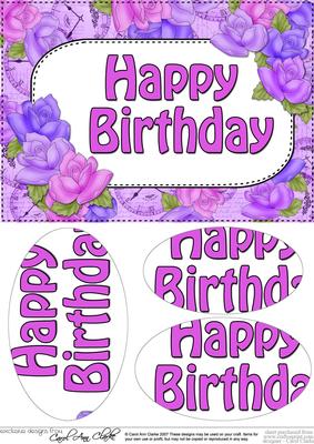A5 Birthday Time for Roses Oval Pyramage Topper