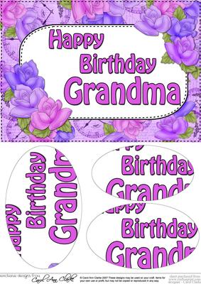 A5 Birthday Grandma Time for Roses Oval Pyramage Topper