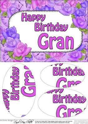 A5 Birthday Gran Time for Roses Oval Pyramage Topper