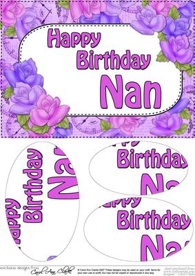 A5 Birthday Nan Time for Roses Oval Pyramage Topper