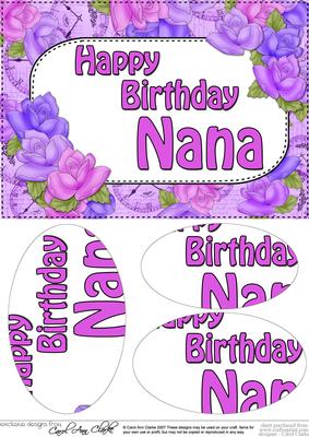 A5 Birthday Nana Time for Roses Oval Pyramage Topper