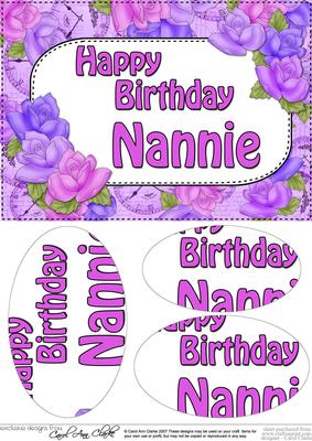 A5 Birthday Nannie Time for Roses Oval Pyramage Topper