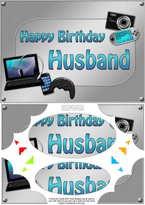 A5 Birthday Husband Gadgets N Gizmos Scallop Corners & Pyram