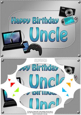 A5 Birthday Uncle Gadgets N Gizmos Scallop Corners & Pyram