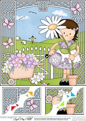 8 x 8 Girlz Suzi's Flower Birthday Scalloped Corner Topper