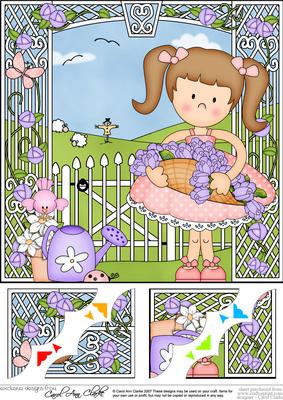8 x 8 Girlz Liz's Flower Basket Scalloped Corner Topper