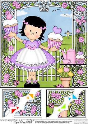 8 x 8 Girlz Suzi's Cupcakes Scalloped Corner Topper