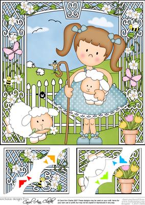 8 x 8 Girlz Liz's Lambs Scalloped Corner Topper