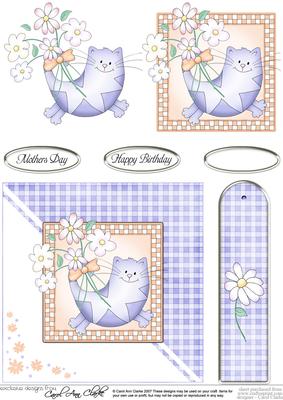 Cute Cat Quick Card with Decoupage