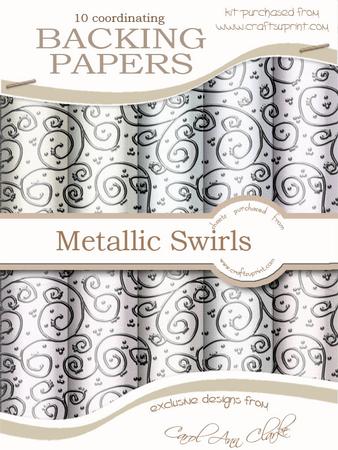 'silver Metallic Swirls' Backing Papers Kit - Shades of White
