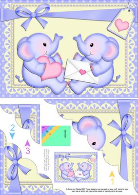 A5 Cute Little Elephants Scallop Corner Stacker