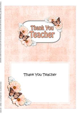 5x7 Thank You Teacher Flowers & Butterflies Matching Insert