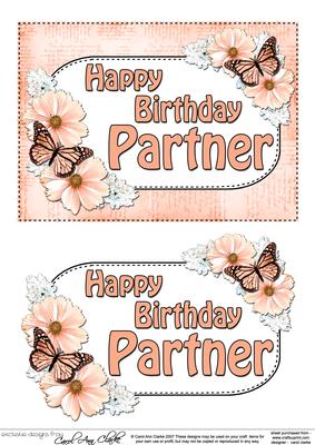 5x7 Birthday Partner Flowers & Butterflies 3D Decoupage