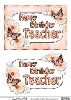 5x7 Birthday Teacher Flowers & Butterflies 3D Decoupage