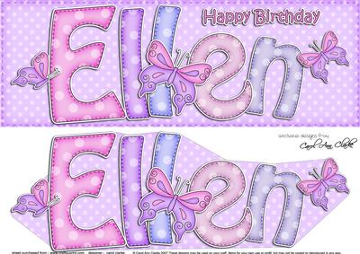 Large Dl Birthday Ellen Butterflies Card & Decoupage