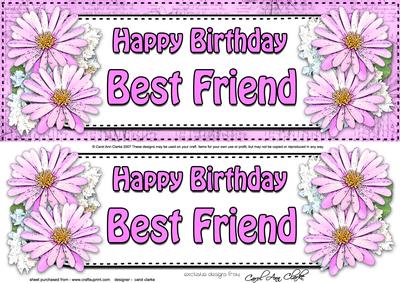 Large Dl Birthday Best Friend Daisies Floral 3D Decoupage