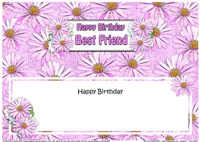 Large Dl Birthday Best Friend Daisies Floral Matching Insert