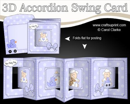 3D New Baby Boy Lambs Accordion Swing Card
