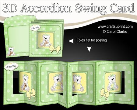 3D New Baby Teddies Accordion Swing Card