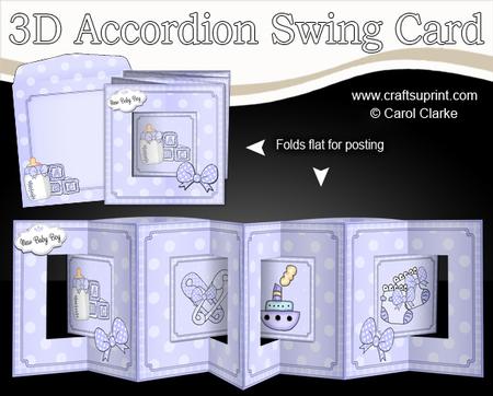 3D New Baby Boy Accordion Swing Card