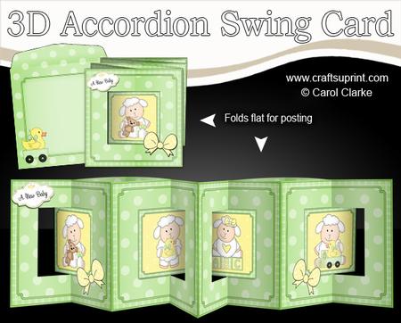3D New Baby Lambs Accordion Swing Card