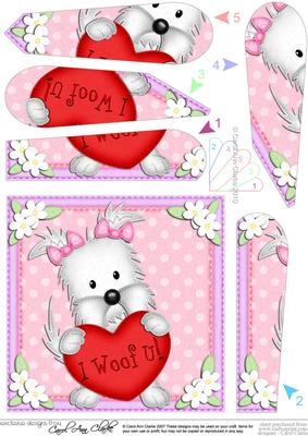 Jess Westie Dog's Love Heart Fan Pyramage Topper