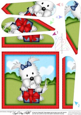 Jock Westie Dog's Present Fan Pyramage Topper