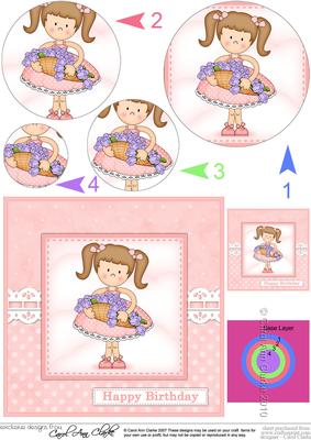 Girlz Liz's Flower Basket Circle Pyramage Topper