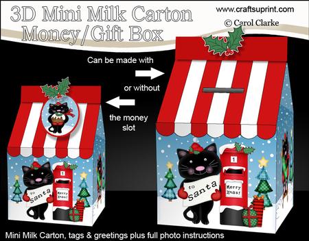 3D Xmas Cute Cat Carton Money or Treat Box Mini Kit