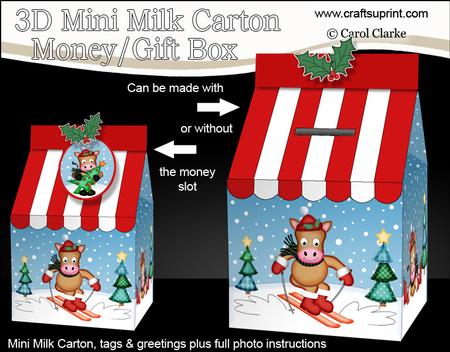 3D Xmas Gigi Horse Carton Money or Treat Box Mini Kit