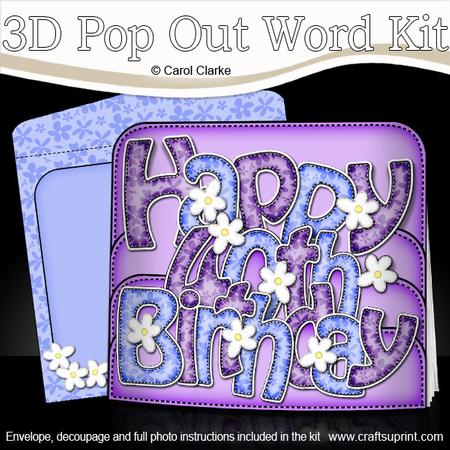3D 40th Birthday Flowers Pop Out Word Card