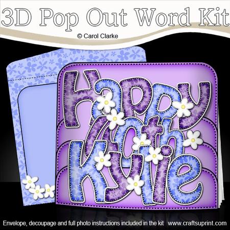 3D 40th Birthday Kylie Flowers Pop Out Word Card