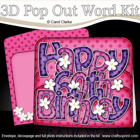 3D 60th Birthday Flowers Pop Out Word Card