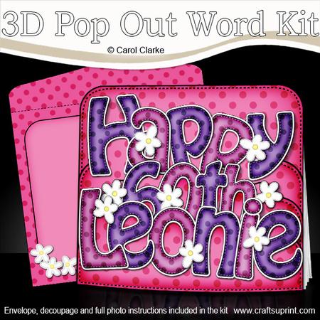 3D 60th Birthday Leonie Flowers Pop Out Word Card